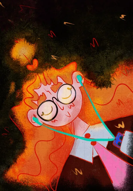 Night walk, illustration by Mădălina Sandu